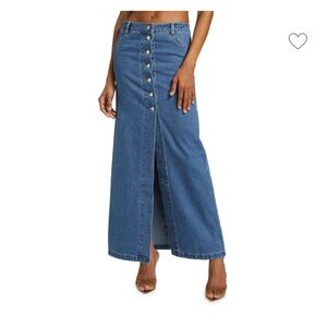 Ronny Kobo Collection Indigo Button-Front Maxi Skirt